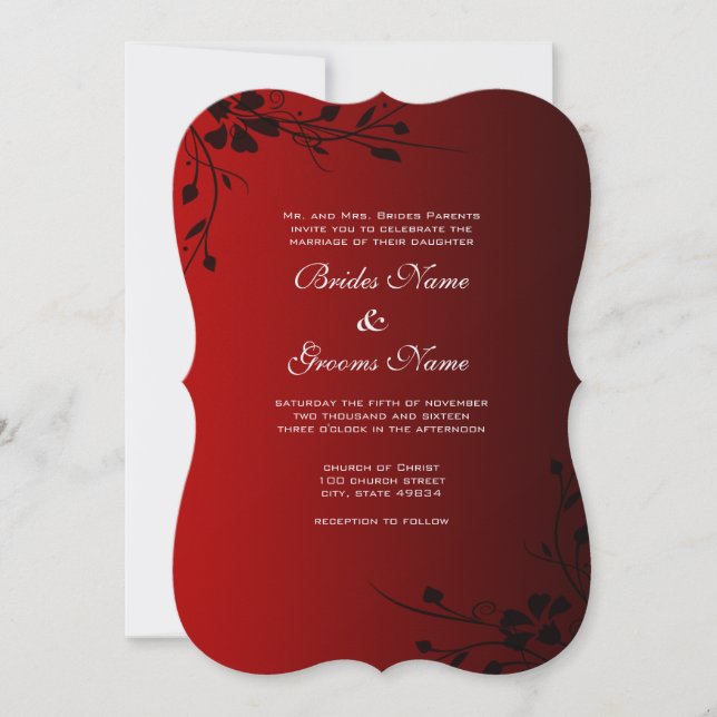 Rose des Roten Herzens Einladung Hochzeiten (Vorderseite)
