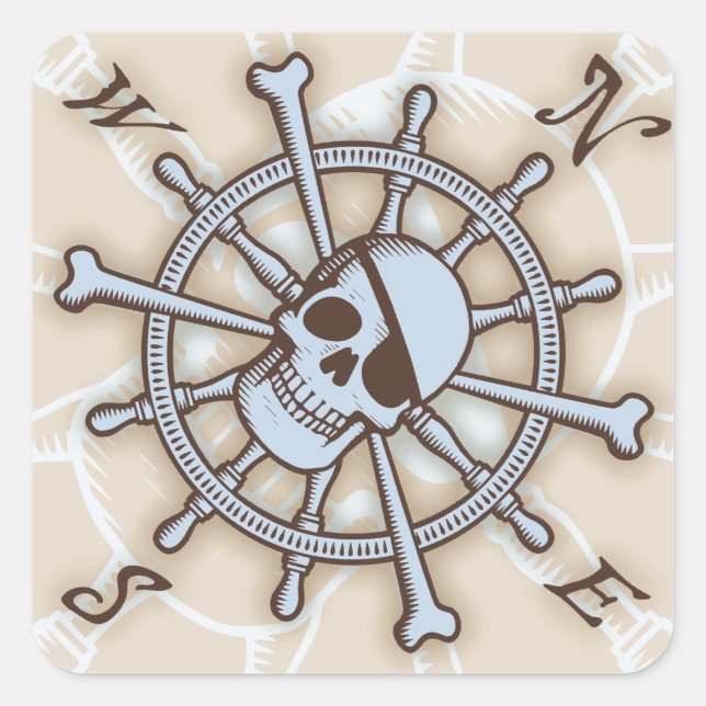 Rose des Schiffskompasses Quadratischer Aufkleber (Vorderseite)