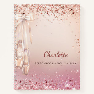 Rose des Skizzenbuchs Goldbarsch Rosa Glitzer Ball Notizbuch