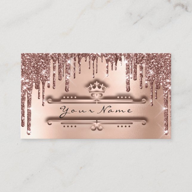 Rose des Veranstaltungsplaners Crown Glitzer Tropf Visitenkarte (Vorderseite)