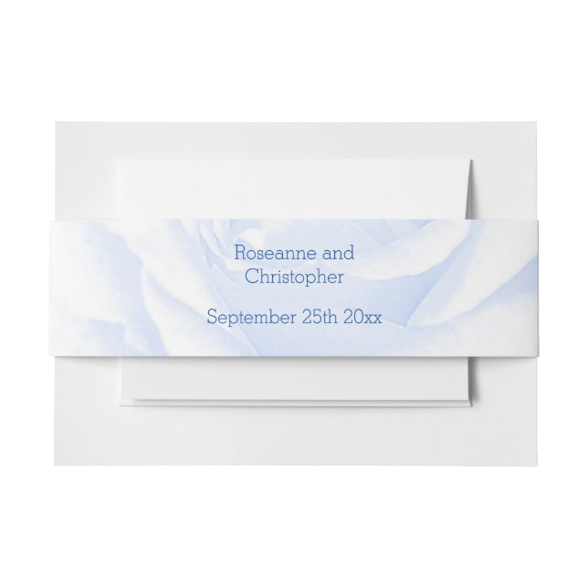Rose Design Blau farbige Hochzeit Einladungsbanderole (Vorderseite Beispiel)