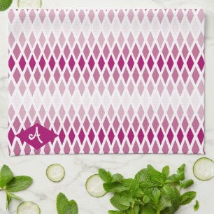 Rose Diamond Ombre Monogram Geschirrtuch