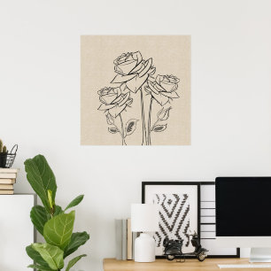 Rose, die Leinwand Blume Poster Gezeichnet