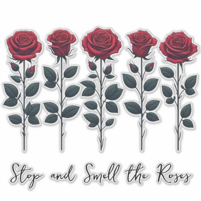 Rose & Disant (8 fleurs 1/2" sur autocollant 14") (Devant)