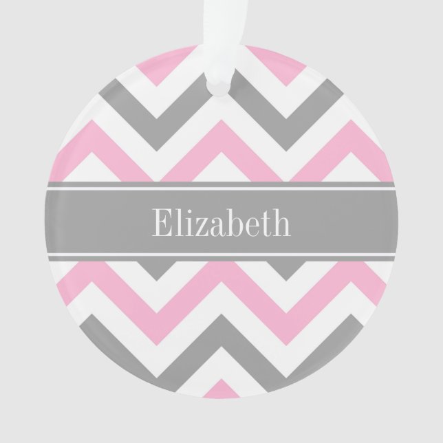 Rose Dk Gris Blanc LG Chevron Gris Monogramme Nom (devant)