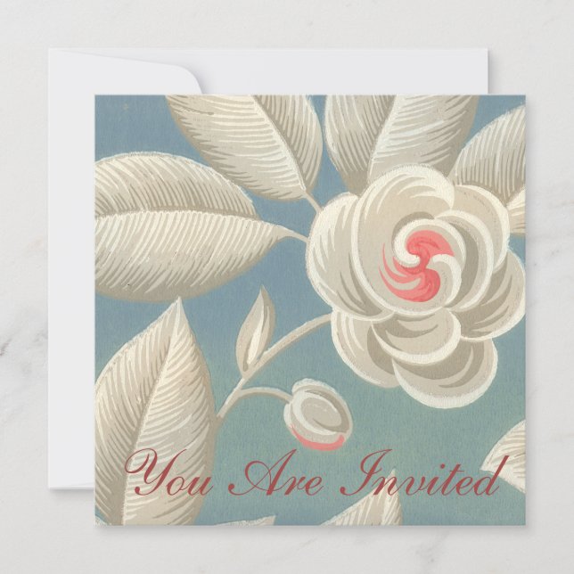Rose d'oeil rose Vintage Wallpaper Invitation (Devant)