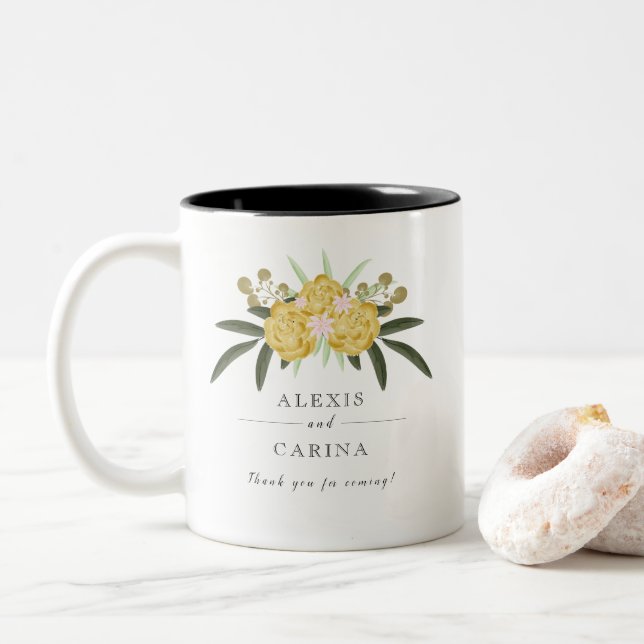 Rose d'or & Feuilles botaniques Mug (Avec donut)