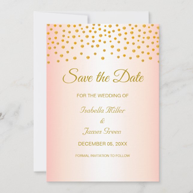 Rose d'or Mariage Enregistrer la date Invitation (Devant)
