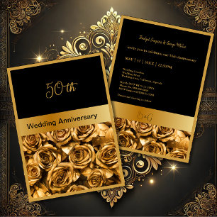 rose d'or noir 50e mariage carte anniversaire