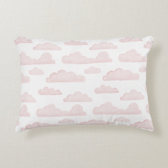 Rose Dreamtime Wasserfarbenwolken Akzent Kissen (Vorderseite)