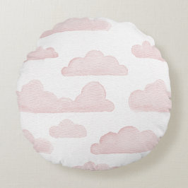 Rose Dreamtime Wasserfarbenwolken Rundkissen Rundes Kissen
