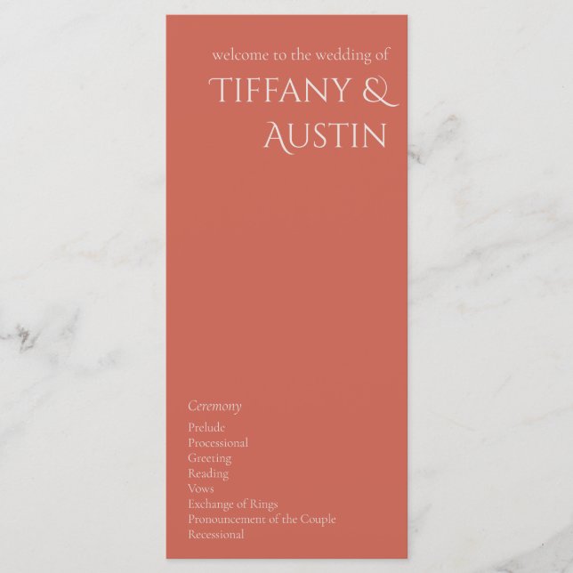 Rose du désert Programme de mariage moderne (Devant)