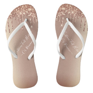 Rose Dunkle Goldbluse Glitzer Sparkeln Tropfen - T Flip Flops