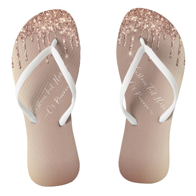 Rose Dunkle Goldbluse Glitzer Sparkeln Tropfen - T Flip Flops (Fußbett)