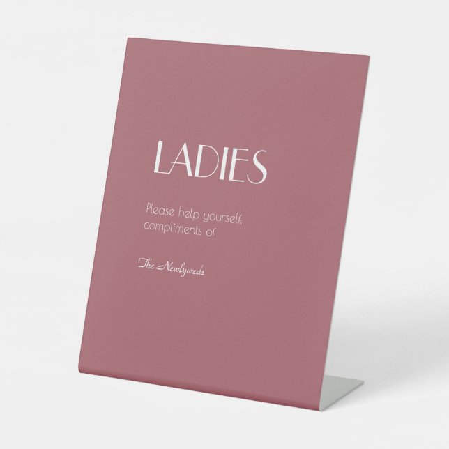 Rose | Dunkle Rose Hochzeit Damen Badezimmer Sockelschild (Vorderseite)