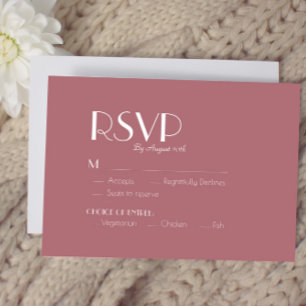 Rose   Dunkle Rose Hochzeitsmahlwahl RSVP Karte