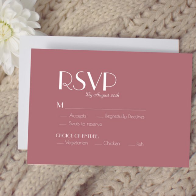 Rose | Dunkle Rose Hochzeitsmahlwahl RSVP Karte (Von Creator hochgeladen)