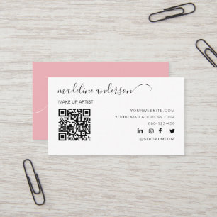 Rose Dusty avec QR Code Carte de visite profession