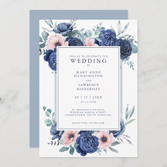 Rose Dusty Blue Wedding (Vorne/Hinten)