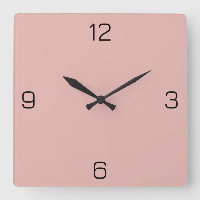 Rose E6B6B0 - Option zum Hinzufügen von Namen Quadratische Wanduhr (Vorderseite)
