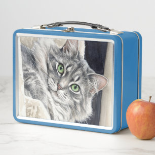 Rose, eine Katze mit auffallenden grünen Augen Metall Brotdose