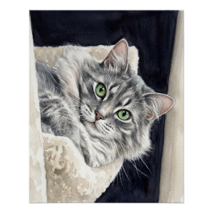 Rose, eine Katze mit auffallenden grünen Augen Poster