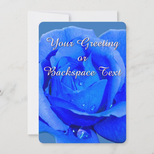 Rose Einladungen Personalisiert Blue Rose RSVP Car (Vorderseite)