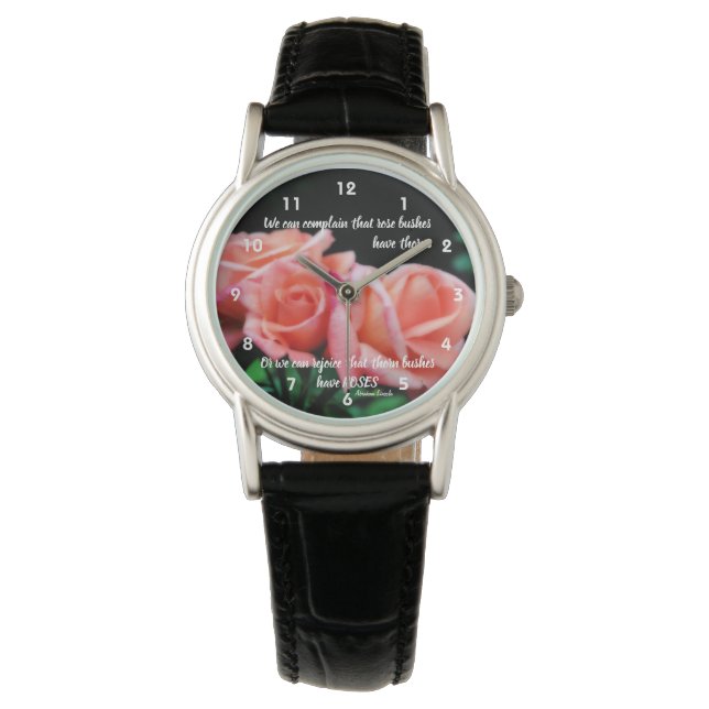 Rose Einstellung Inspiration Zitat Armbanduhr (Vorderseite)