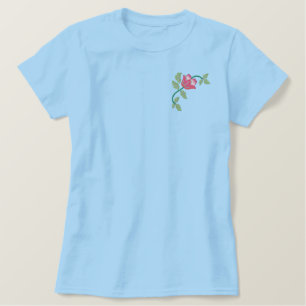 Rose Elegance Besticktes T-Shirt