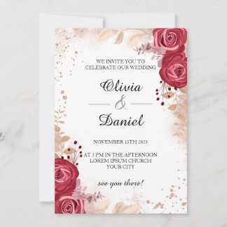 Rose Elegante Einladungs-Karte für Hochzeiten Einladung