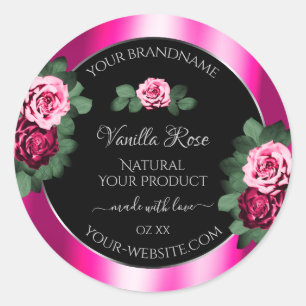 Rose en floraison Pink Noir Étiquettes d'emballage