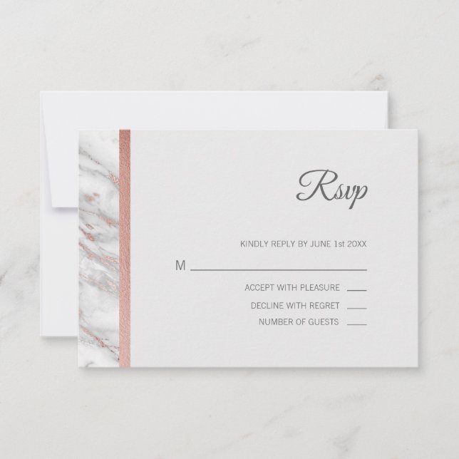 Rose en marbre classique Gold Foil RSVP Menu Maria (Devant)