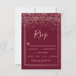 Rose en or confetti rouge bordeaux rsvp
