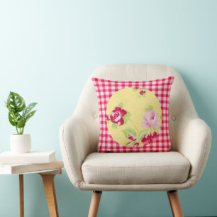 Rose En vichy Coussin