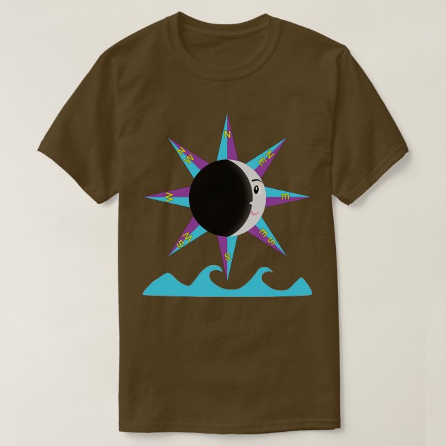 Rose éolien avec lune et mer TShirt (Design devant)