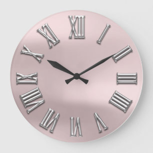 Rose erröten graues Metallgraue silberne römische Große Wanduhr