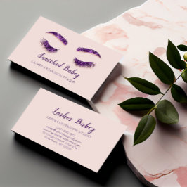 Rose Erröten Mikroblase Makeup Lila Augenbrauen Visitenkarte
