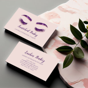 Rose Erröten Mikroblase Makeup Lila Augenbrauen Visitenkarte