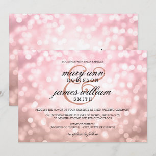 Rose erröten rosa Bokeh Licht-Sommer-Hochzeit Einladung