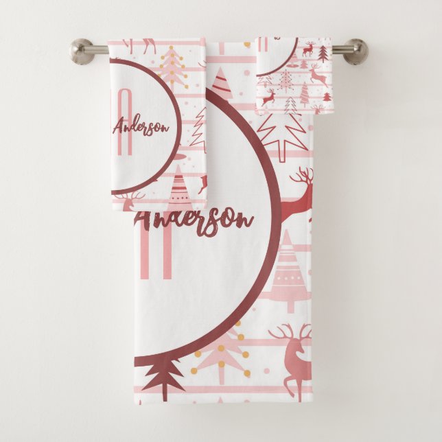 ROSE ET ARBRES DE NOËL MONOGRAMME PERSONNALISÉ (En situation)