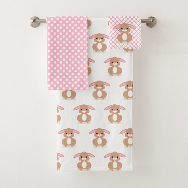 Rose et blanc avec serviette de bain pour enfants  (En situation)