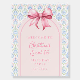 Rose et bleu Grandmillennial Sweet 16 Anniversaire