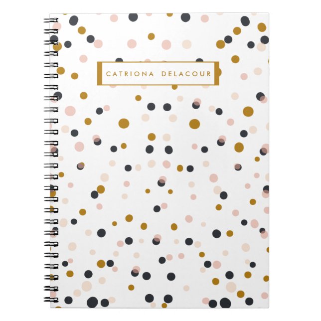 Rose et carnet personnalisé par confettis d'or (Devant)