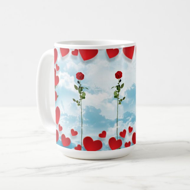 Rose et coeur Tasse Valentine (Devant gauche)