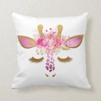 Rose et coussin de girafe de sommeil d'or