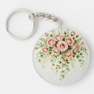Rose et Eucalyptus Floral Élégant Rose Poussiéreux