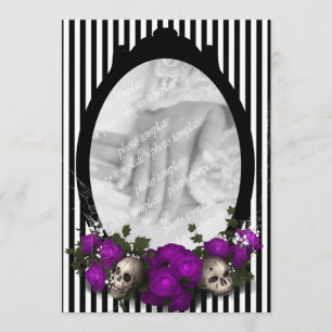 Rose et Faire-part de mariage de Goth à cadre crân