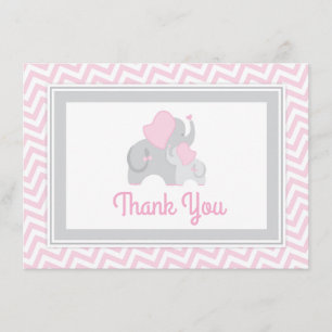 Rose et gris de carte de remerciements de baby