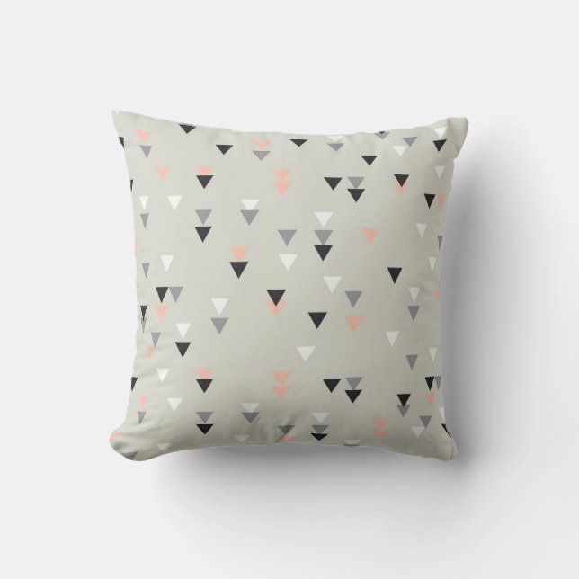Rose et gris géométriques de coussin de triangle (Recto)