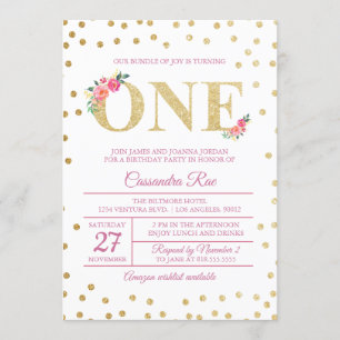 Rose et invitation d'anniversaire de parties
